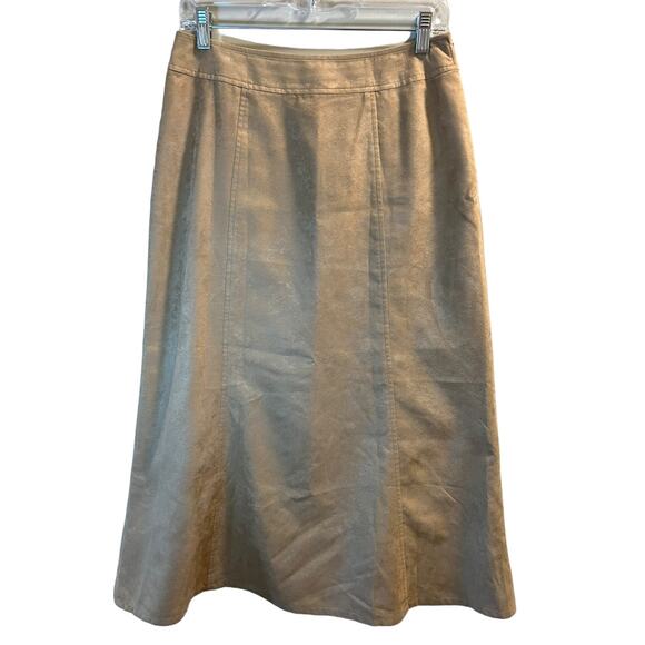 Liz Claiborne, 8p, khaki camel faux suede lined long maxi skirt - Picture 7 of 7